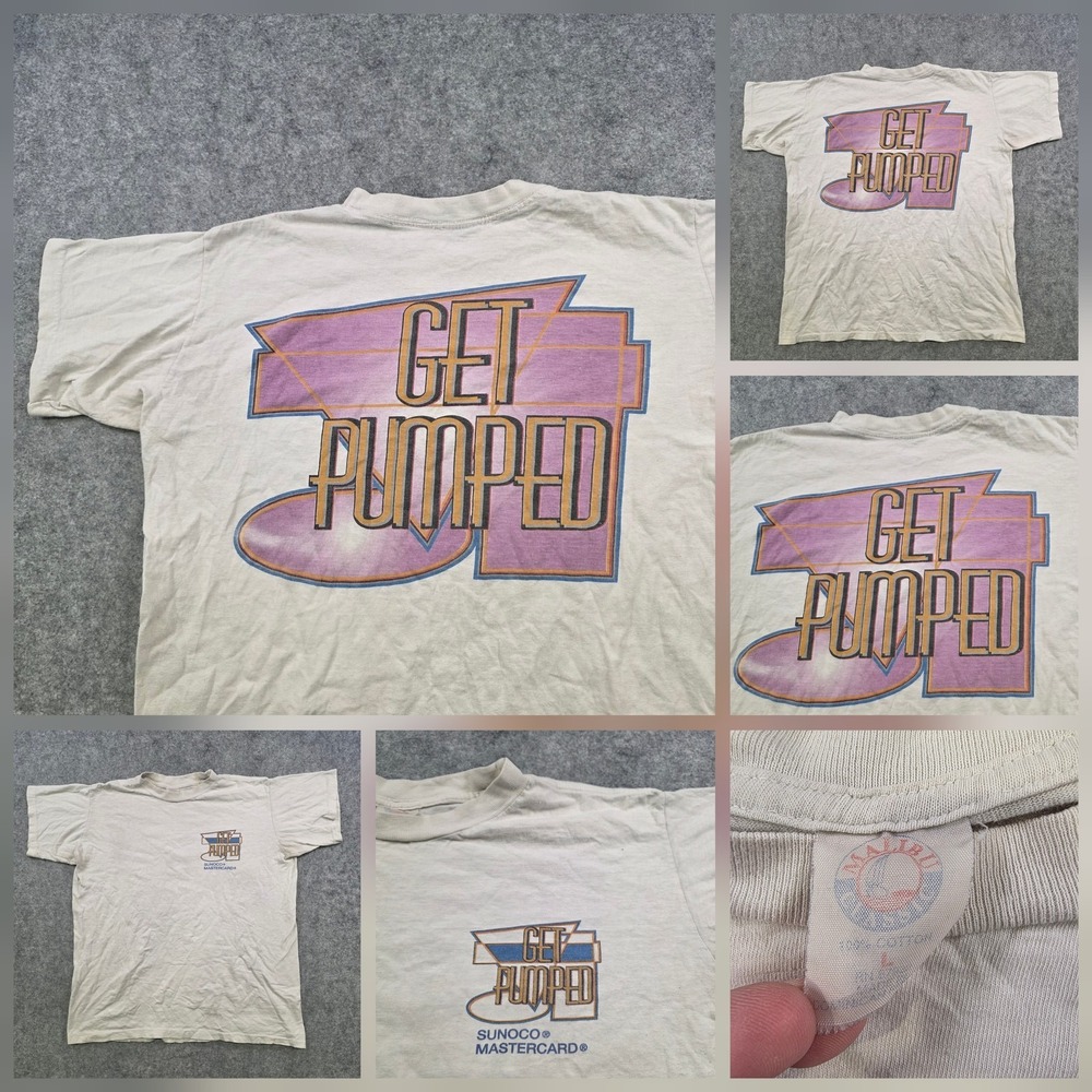 Vintage Malibu Sunoco Mastercard Get Pumped T‎ Shirt Mens Large Gas Graphic
